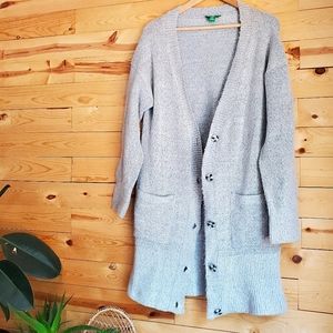 Gray long sleeve Cardigan Sweater